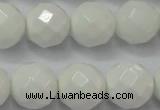 CAG6103 15.5 inches 10mm faceted round white agate gemstone beads