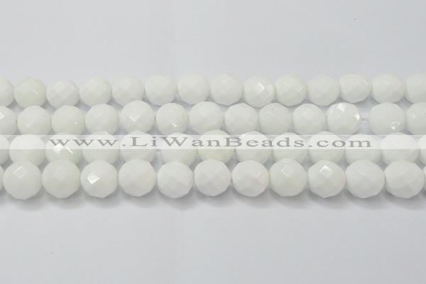 CAG6104 15.5 inches 12mm faceted round white agate gemstone beads