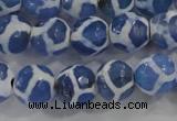 CAG6121 15 inches 10mm faceted round tibetan agate gemstone beads