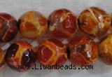 CAG6152 15 inches 14mm faceted round tibetan agate gemstone beads