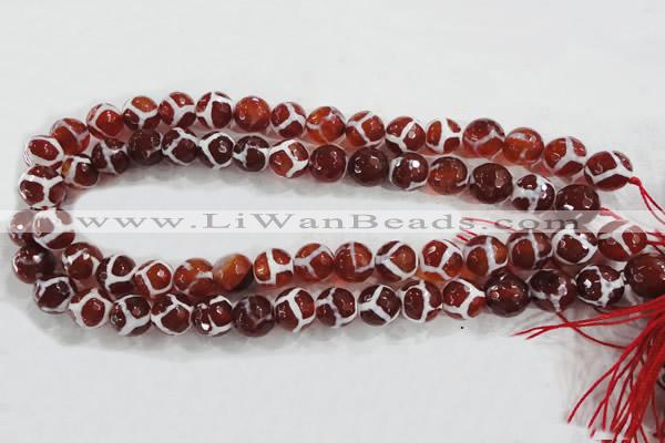 CAG6200 15 inches 8mm faceted round tibetan agate gemstone beads