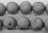 CAG6232 15 inches 8mm faceted round plated druzy agate beads