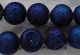 CAG6253 15 inches 10mm faceted round plated druzy agate beads