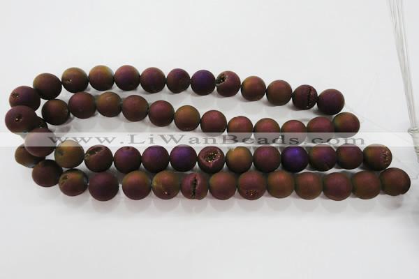 CAG6302 15 inches 8mm round plated druzy agate beads wholesale