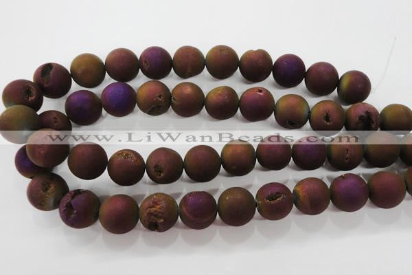 CAG6306 15 inches 16mm round plated druzy agate beads wholesale