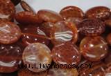 CAG631 15.5 inches 14mm coin natural fire agate beads wholesale