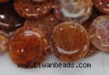 CAG632 15.5 inches 20mm coin natural fire agate beads wholesale