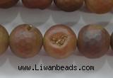 CAG6336 15 inches 16mm faceted round plated druzy agate beads