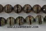 CAG6366 15 inches 8mm faceted round tibetan agate gemstone beads