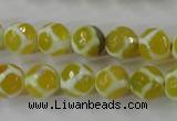 CAG6370 15 inches 8mm faceted round tibetan agate gemstone beads