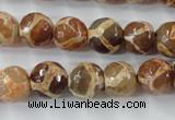 CAG6378 15 inches 8mm faceted round tibetan agate gemstone beads