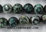 CAG6396 15 inches 10mm faceted round tibetan agate gemstone beads