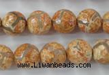 CAG6419 15 inches 10mm faceted round tibetan agate gemstone beads