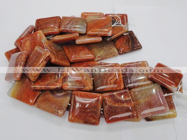 CAG646 15.5 inches 40mm square natural fire agate beads wholesale