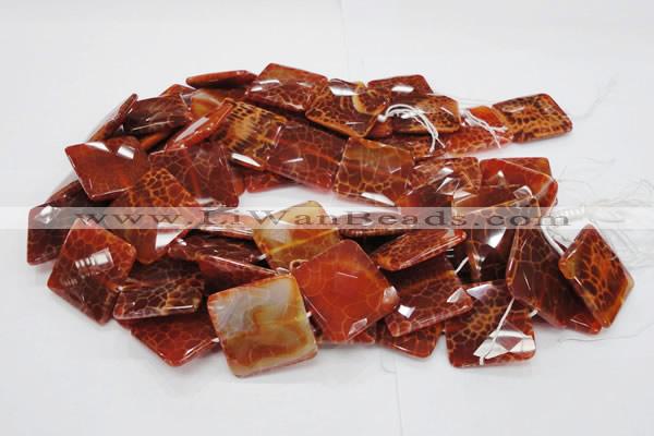 CAG653 15.5 inches 40*40mm faceted square natural fire agate beads