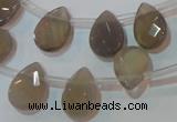 CAG6546 Top-drilled 10*14mm briolette Brazilian grey agate beads