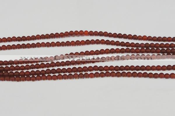 CAG6550 15.5 inches 4mm round matte red agate beads wholesale