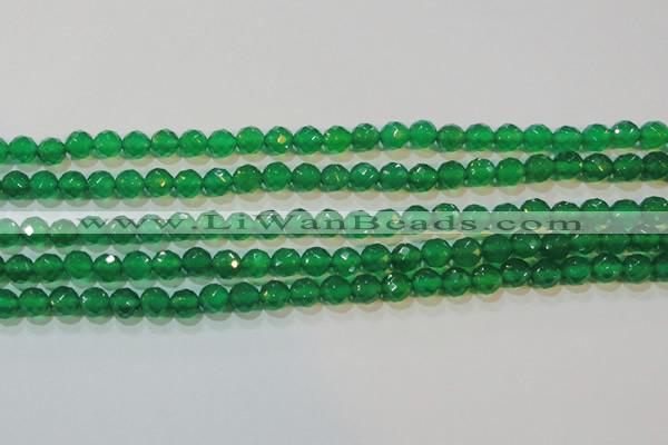 CAG6612 15.5 inches 6mm faceted round green agate gemstone beads