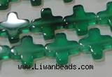 CAG6634 15.5 inches 10*10mm cross green agate gemstone beads