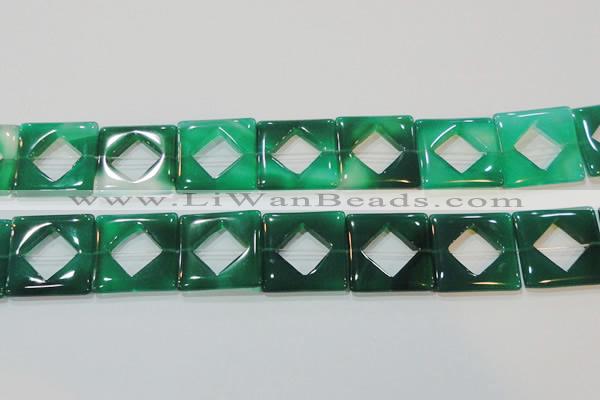 CAG6642 15.5 inches 25*25mm square green agate gemstone beads