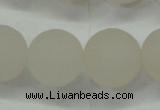 CAG6683 15 inches 14mm round white pilates agate beads