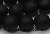 CAG6742 15 inches 12mm round black pilates agate beads