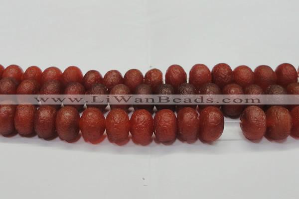 CAG6750 15 inches 10*14mm rondelle red pilates agate beads