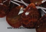 CAG680 15.5 inches 22*30mm faceted teardrop natural fire agate beads