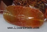 CAG681 15.5 inches 25*50mm faceted freeform natural fire agate beads