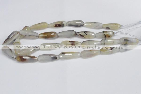 CAG6890 15.5 inches 10*30mm faceted teardrop line agate beads