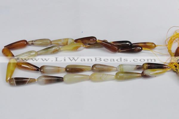 CAG6891 15.5 inches 10*30mm faceted teardrop line agate beads