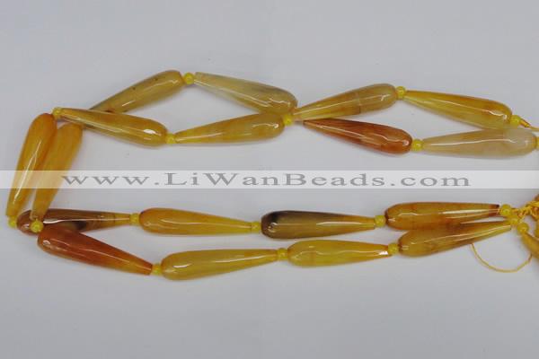 CAG6900 15.5 inches 10*40mm faceted teardrop line agate beads