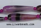 CAG6902 15.5 inches 10*40mm faceted teardrop line agate beads