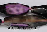 CAG6915 15.5 inches 18*65mm faceted rice line agate beads