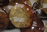 CAG694 15.5 inches 30mm flat round dragon veins agate beads