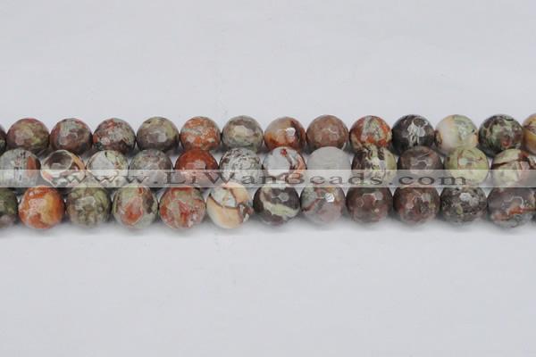 CAG7016 15.5 inches 16mm faceted round ocean agate gemstone beads