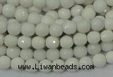 CAG710 15.5 inches 6mm faceted round white agate gemstone beads