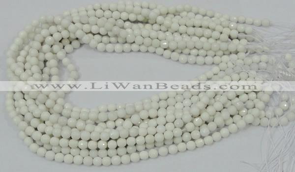 CAG710 15.5 inches 6mm faceted round white agate gemstone beads