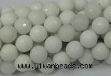 CAG711 15.5 inches 8mm faceted round white agate gemstone beads