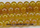 CAG7120 15.5 inches 4mm round AB-color yellow agate gemstone beads