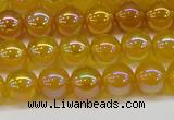 CAG7121 15.5 inches 6mm round AB-color yellow agate gemstone beads