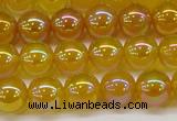 CAG7122 15.5 inches 8mm round AB-color yellow agate gemstone beads