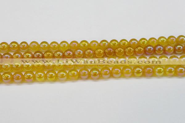 CAG7123 15.5 inches 10mm round AB-color yellow agate gemstone beads