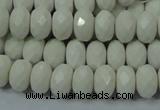 CAG715 15.5 inches 6*10mm faceted rondelle white agate gemstone beads