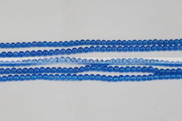 CAG7158 15.5 inches 4mm round blue agate gemstone beads