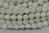 CAG7185 15.5 inches 3mm faceted round white agate gemstone beads