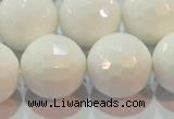 CAG7187 15.5 inches 18mm faceted round white agate gemstone beads