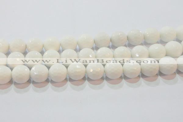 CAG7188 15.5 inches 20mm faceted round white agate gemstone beads