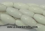 CAG719 15.5 inches 10*20mm rice white agate gemstone beads wholesale