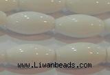 CAG7205 15.5 inches 8*16mm rice white agate gemstone beads